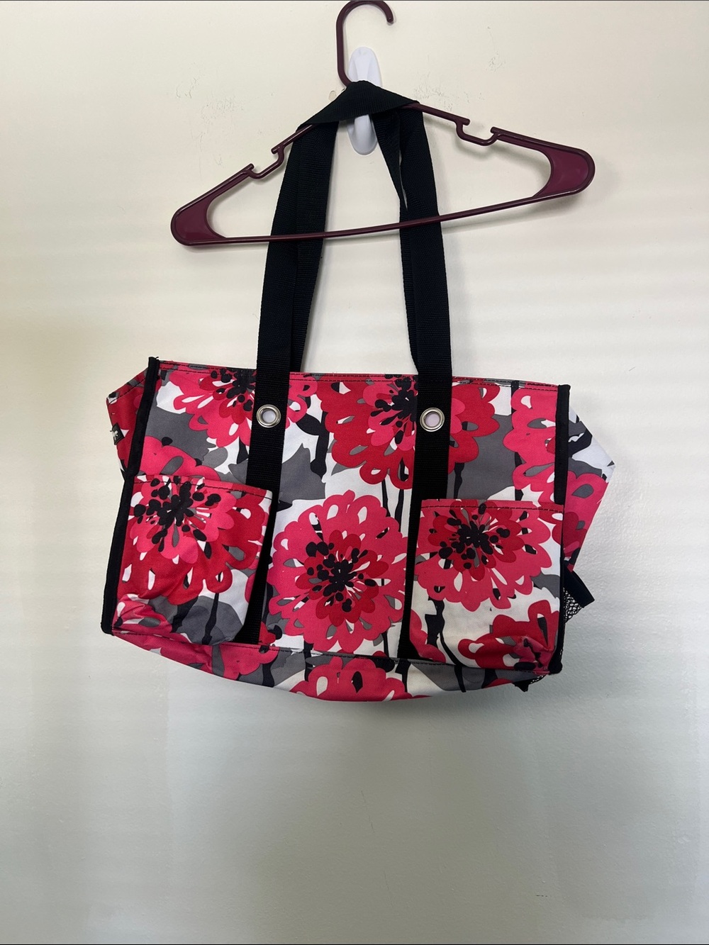 Thirty-one Red, Black & Gray Floral Tote - Picture 2 of 5